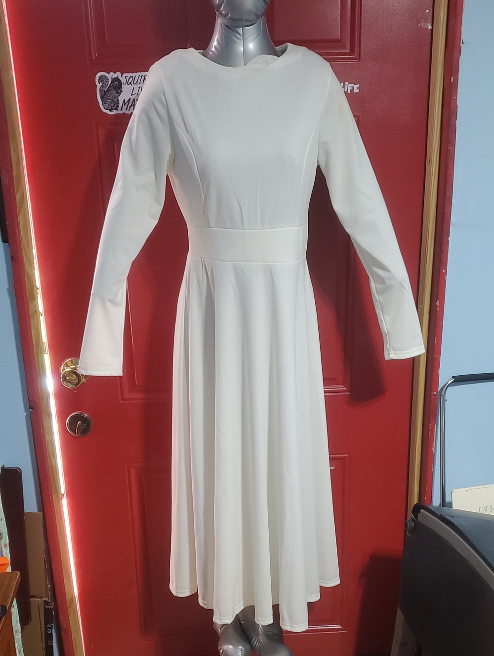 Classic White Long Sleeve Midi Dress. Brand New.